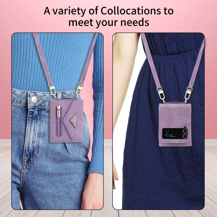 For Samsung Galaxy Z Flip4 POLA Skin Feel Multi-Card Slots Zipper Wallet Phone Case(Purple) - Galaxy Z Flip4 5G Cases by POLA | Online Shopping UK | buy2fix