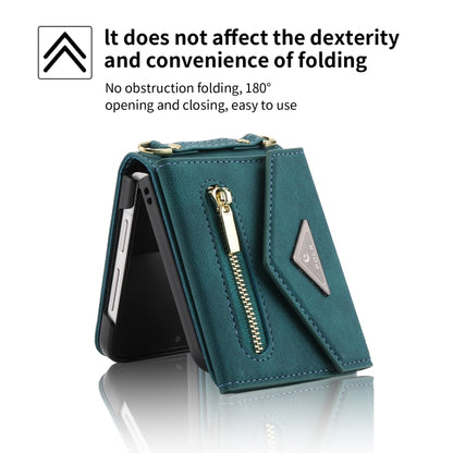 For Samsung Galaxy Z Flip4 POLA Skin Feel Multi-Card Slots Zipper Wallet Phone Case(Green) - Galaxy Z Flip4 5G Cases by POLA | Online Shopping UK | buy2fix