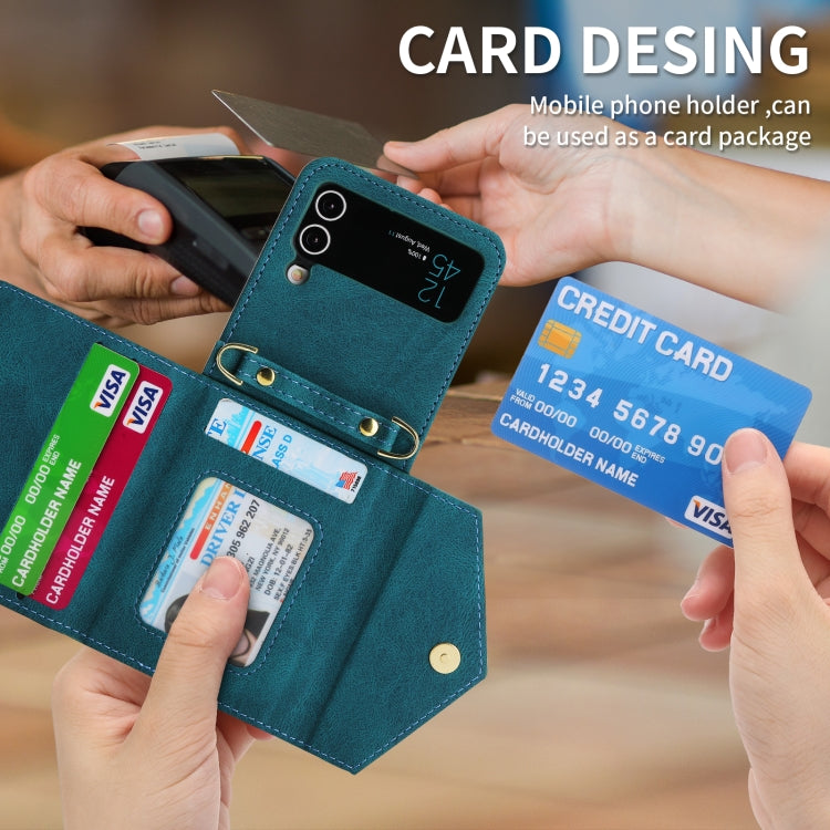 For Samsung Galaxy Z Flip4 POLA Skin Feel Multi-Card Slots Zipper Wallet Phone Case(Green) - Galaxy Z Flip4 5G Cases by POLA | Online Shopping UK | buy2fix