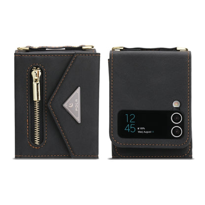 For Samsung Galaxy Z Flip4 POLA Skin Feel Multi-Card Slots Zipper Wallet Phone Case(Black) - Galaxy Z Flip4 5G Cases by POLA | Online Shopping UK | buy2fix