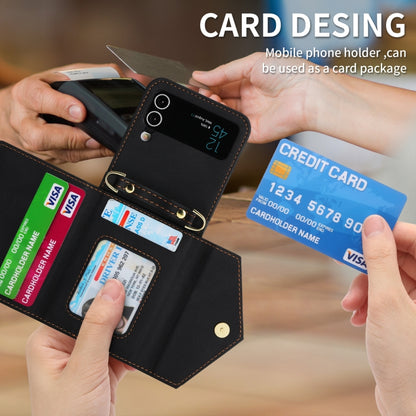 For Samsung Galaxy Z Flip4 POLA Skin Feel Multi-Card Slots Zipper Wallet Phone Case(Black) - Galaxy Z Flip4 5G Cases by POLA | Online Shopping UK | buy2fix