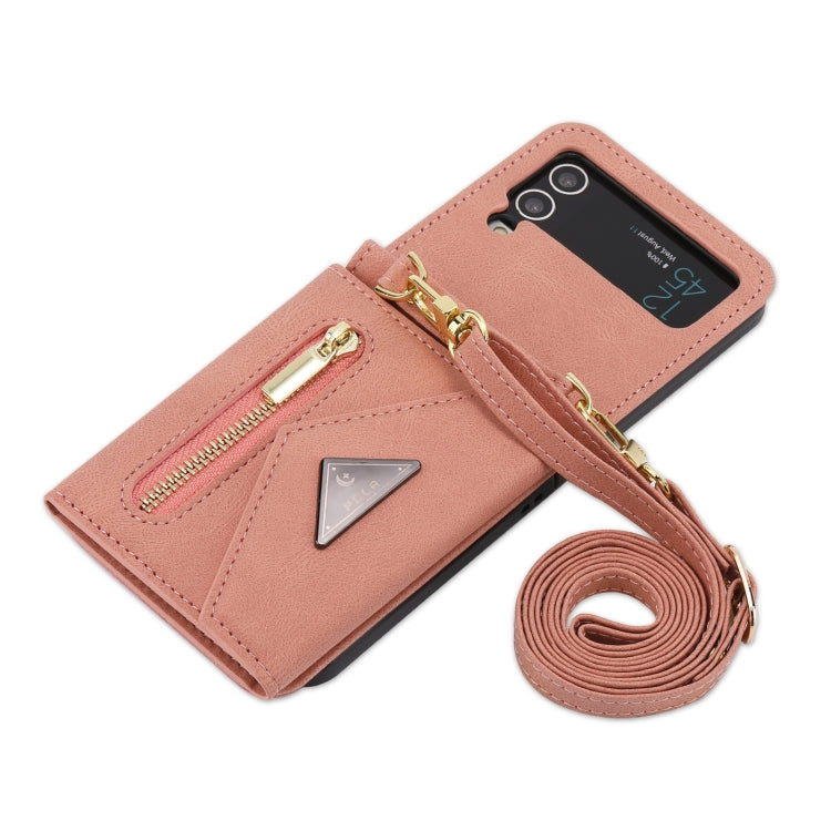 For Samsung Galaxy Z Flip4 POLA Skin Feel Multi-Card Slots Zipper Wallet Phone Case(Rose Gold) - Galaxy Z Flip4 5G Cases by POLA | Online Shopping UK | buy2fix
