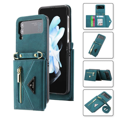 For Samsung Galaxy Z Flip3 POLA Skin Feel Multi-Card Slots Zipper Wallet Phone Case(Green) - Galaxy Phone Cases by POLA | Online Shopping UK | buy2fix