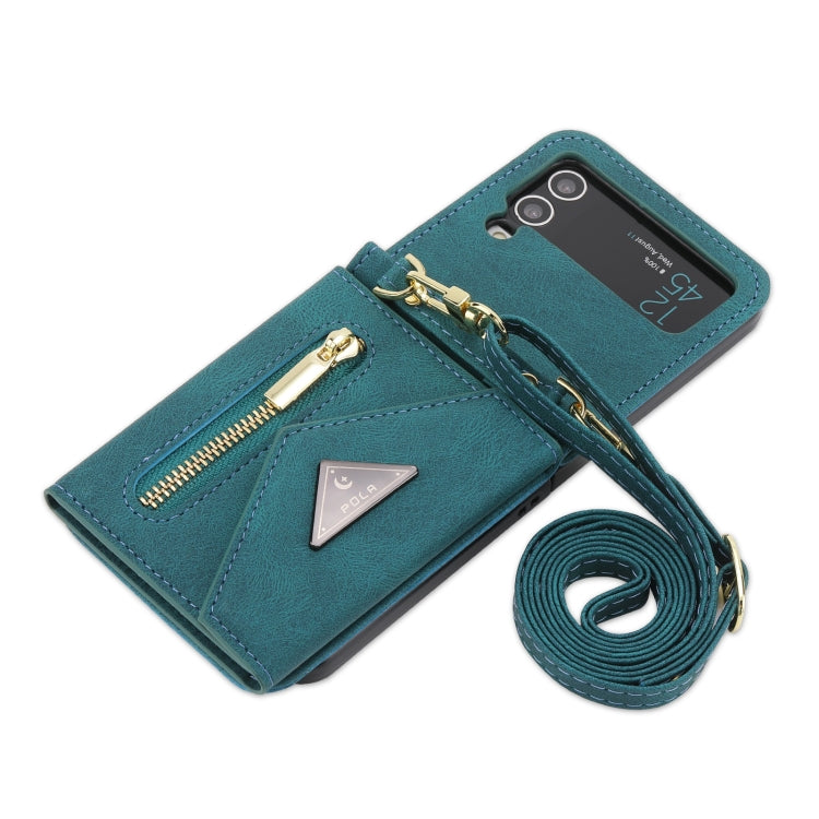 For Samsung Galaxy Z Flip3 POLA Skin Feel Multi-Card Slots Zipper Wallet Phone Case(Green) - Galaxy Phone Cases by POLA | Online Shopping UK | buy2fix