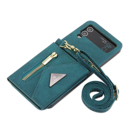For Samsung Galaxy Z Flip3 POLA Skin Feel Multi-Card Slots Zipper Wallet Phone Case(Green) - Galaxy Phone Cases by POLA | Online Shopping UK | buy2fix