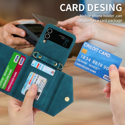For Samsung Galaxy Z Flip3 POLA Skin Feel Multi-Card Slots Zipper Wallet Phone Case(Green) - Galaxy Phone Cases by POLA | Online Shopping UK | buy2fix