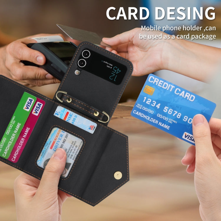 For Samsung Galaxy Z Flip3 POLA Skin Feel Multi-Card Slots Zipper Wallet Phone Case(Black) - Galaxy Phone Cases by POLA | Online Shopping UK | buy2fix