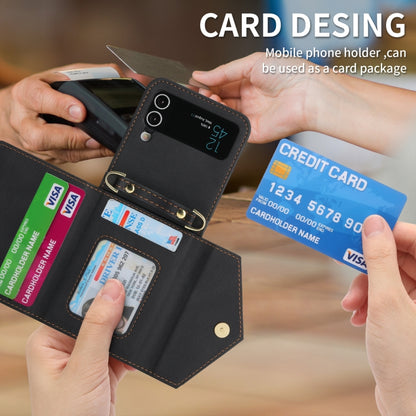 For Samsung Galaxy Z Flip3 POLA Skin Feel Multi-Card Slots Zipper Wallet Phone Case(Black) - Galaxy Phone Cases by POLA | Online Shopping UK | buy2fix