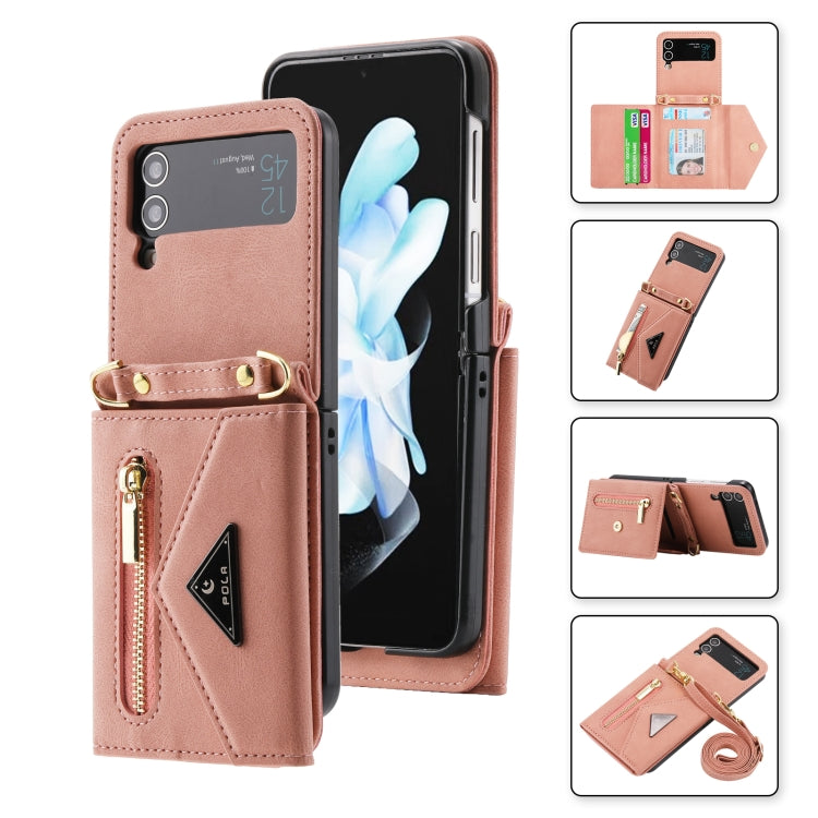 For Samsung Galaxy Z Flip3 POLA Skin Feel Multi-Card Slots Zipper Wallet Phone Case(Rose Gold) - Galaxy Phone Cases by POLA | Online Shopping UK | buy2fix