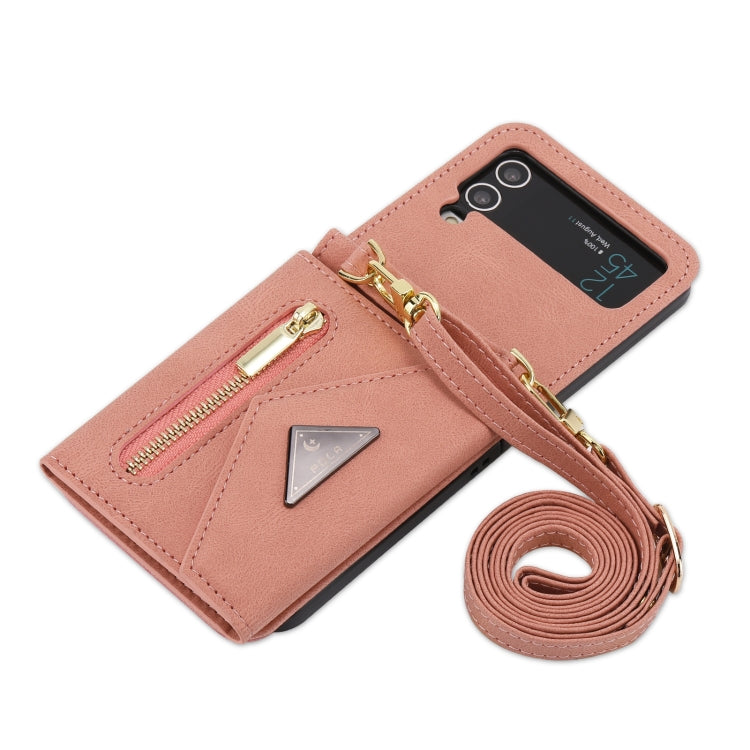 For Samsung Galaxy Z Flip3 POLA Skin Feel Multi-Card Slots Zipper Wallet Phone Case(Rose Gold) - Galaxy Phone Cases by POLA | Online Shopping UK | buy2fix