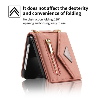 For Samsung Galaxy Z Flip3 POLA Skin Feel Multi-Card Slots Zipper Wallet Phone Case(Rose Gold) - Galaxy Phone Cases by POLA | Online Shopping UK | buy2fix