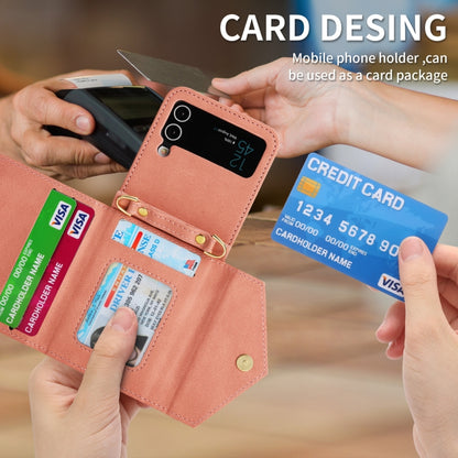 For Samsung Galaxy Z Flip3 POLA Skin Feel Multi-Card Slots Zipper Wallet Phone Case(Rose Gold) - Galaxy Phone Cases by POLA | Online Shopping UK | buy2fix