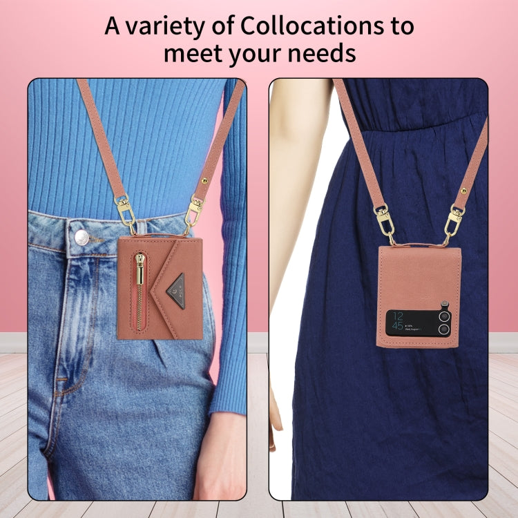 For Samsung Galaxy Z Flip3 POLA Skin Feel Multi-Card Slots Zipper Wallet Phone Case(Rose Gold) - Galaxy Phone Cases by POLA | Online Shopping UK | buy2fix