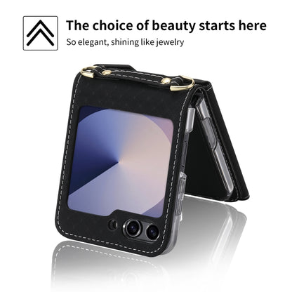 For Samsung Galaxy Z Flip6 / Flip7 FE POLA Grid Texture Multi-Card Slots Zipper Wallet Phone Case(Black) - Galaxy Z Flip6 5G Cases by POLA | Online Shopping UK | buy2fix