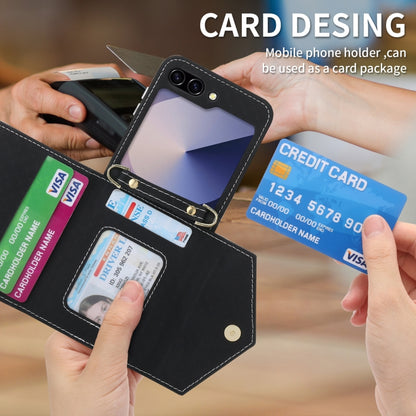 For Samsung Galaxy Z Flip6 / Flip7 FE POLA Grid Texture Multi-Card Slots Zipper Wallet Phone Case(Black) - Galaxy Z Flip6 5G Cases by POLA | Online Shopping UK | buy2fix