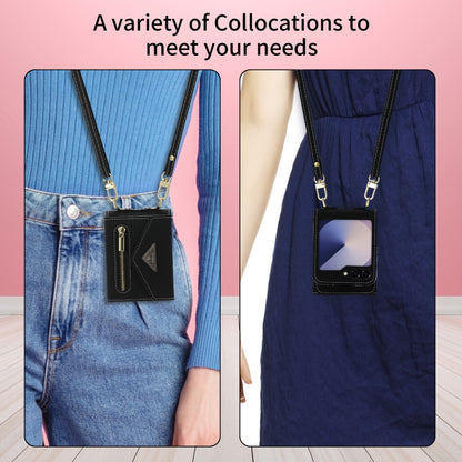 For Samsung Galaxy Z Flip6 / Flip7 FE POLA Grid Texture Multi-Card Slots Zipper Wallet Phone Case(Black) - Galaxy Z Flip6 5G Cases by POLA | Online Shopping UK | buy2fix