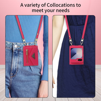 For Samsung Galaxy Z Flip6 / Flip7 FE POLA Grid Texture Multi-Card Slots Zipper Wallet Phone Case(Rose Red) - Galaxy Z Flip6 5G Cases by POLA | Online Shopping UK | buy2fix