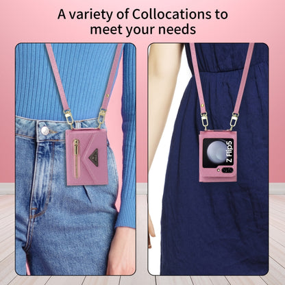 For Samsung Galaxy Z Flip5 POLA Grid Texture Multi-Card Slots Zipper Wallet Phone Case(Pink) - Galaxy Z Flip5 Cases by POLA | Online Shopping UK | buy2fix
