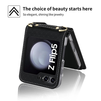For Samsung Galaxy Z Flip5 POLA Grid Texture Multi-Card Slots Zipper Wallet Phone Case(Black) - Galaxy Z Flip5 Cases by POLA | Online Shopping UK | buy2fix