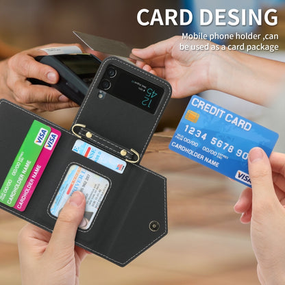 For Samsung Galaxy Z Flip4 POLA Grid Texture Multi-Card Slots Zipper Wallet Phone Case(Black) - Galaxy Z Flip4 5G Cases by POLA | Online Shopping UK | buy2fix