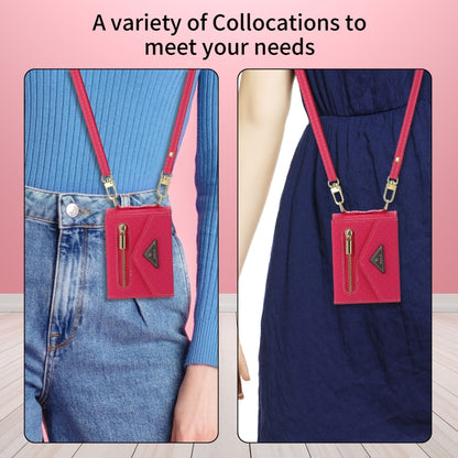 For Samsung Galaxy Z Flip3 5G POLA Grid Texture Multi-Card Slots Zipper Wallet Phone Case(Rose Red) - Galaxy Phone Cases by POLA | Online Shopping UK | buy2fix