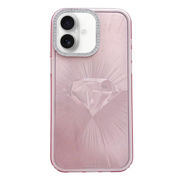 For iPhone 16 Diamond Texture TPU Hybrid PC IMD Phone Case(Pink) - iPhone 16 Cases by buy2fix | Online Shopping UK | buy2fix