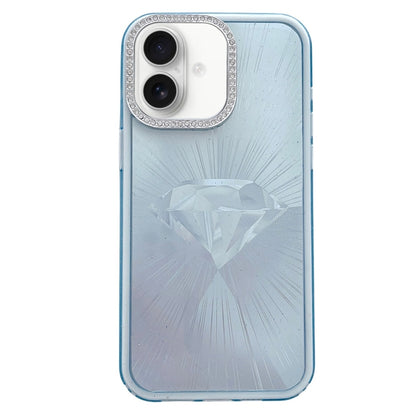 For iPhone 16 Diamond Texture TPU Hybrid PC IMD Phone Case(Blue) - iPhone 16 Cases by buy2fix | Online Shopping UK | buy2fix