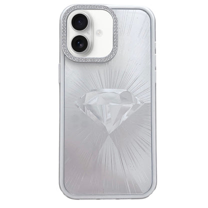 For iPhone 16 Diamond Texture TPU Hybrid PC IMD Phone Case(White) - iPhone 16 Cases by buy2fix | Online Shopping UK | buy2fix