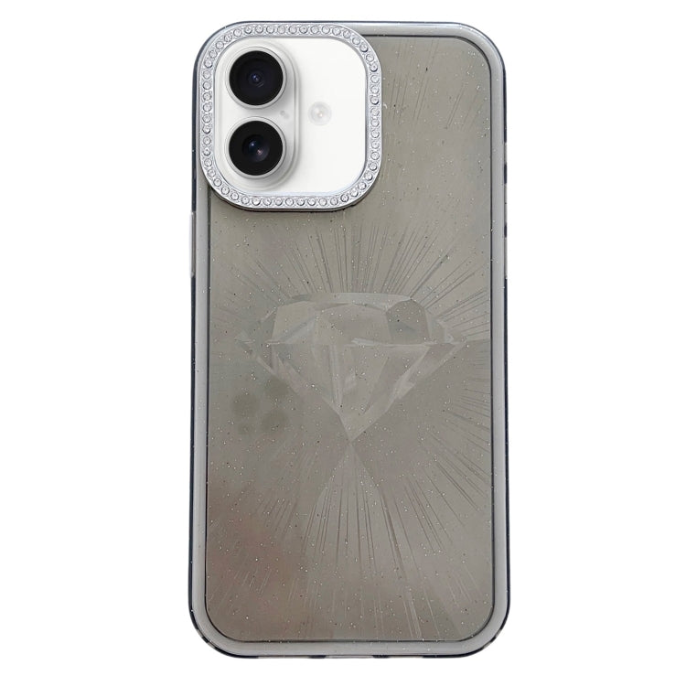 For iPhone 16 Diamond Texture TPU Hybrid PC IMD Phone Case(Black) - iPhone 16 Cases by buy2fix | Online Shopping UK | buy2fix