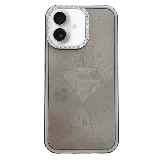 For iPhone 16 Diamond Texture TPU Hybrid PC IMD Phone Case(Black) - iPhone 16 Cases by buy2fix | Online Shopping UK | buy2fix