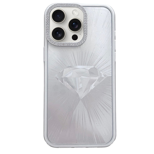 For iPhone 16 Pro Diamond Texture TPU Hybrid PC IMD Phone Case(White) - iPhone 16 Pro Cases by buy2fix | Online Shopping UK | buy2fix