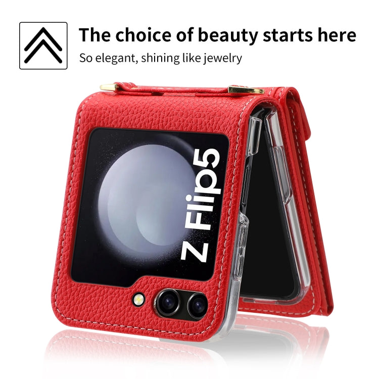 For Samsung Galaxy Z Flip5 POLA Litchi Texture Love Buckle Multi-Card Slots Zipper Wallet Phone Case(Red) - Galaxy Z Flip5 Cases by POLA | Online Shopping UK | buy2fix