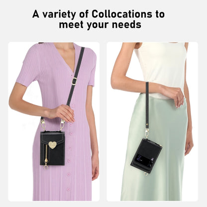 For Samsung Galaxy Z Flip4 POLA Litchi Texture Love Buckle Multi-Card Slots Zipper Wallet Phone Case(Black) - Galaxy Z Flip4 5G Cases by POLA | Online Shopping UK | buy2fix