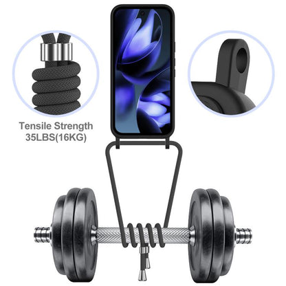 For Google Pixel 10 Pro XL Integrated Card Bag Solid Color Liquid Silicone Phone Case with Lanyard(Black) - Google Cases by buy2fix | Online Shopping UK | buy2fix