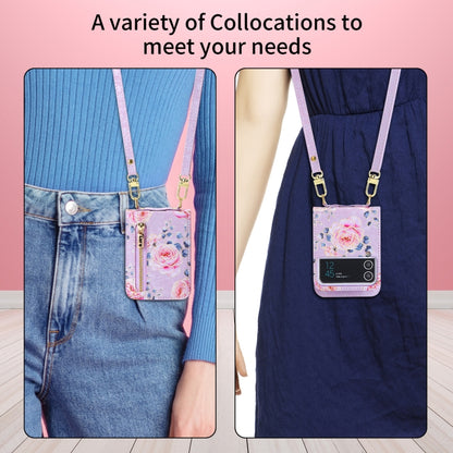 For Samsung Galaxy Z Flip4 POLA Rose Pattern Multi-Card Slots Zipper Wallet Phone Case(Purple) - Galaxy Z Flip4 5G Cases by POLA | Online Shopping UK | buy2fix