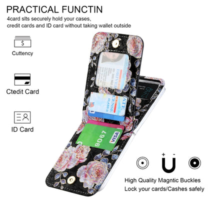For Samsung Galaxy Z Flip4 POLA Rose Pattern Multi-Card Slots Zipper Wallet Phone Case(Black) - Galaxy Z Flip4 5G Cases by POLA | Online Shopping UK | buy2fix