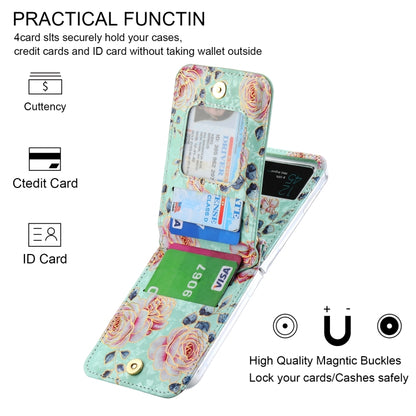 For Samsung Galaxy Z Flip4 POLA Rose Pattern Multi-Card Slots Zipper Wallet Phone Case(Cyan) - Galaxy Z Flip4 5G Cases by POLA | Online Shopping UK | buy2fix