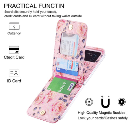 For Samsung Galaxy Z Flip3 5G POLA Rose Pattern Multi-Card Slots Zipper Wallet Phone Case(Pink) - Galaxy Phone Cases by POLA | Online Shopping UK | buy2fix