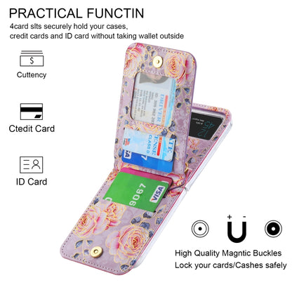 For Samsung Galaxy Z Flip3 5G POLA Rose Pattern Multi-Card Slots Zipper Wallet Phone Case(Purple) - Galaxy Phone Cases by POLA | Online Shopping UK | buy2fix