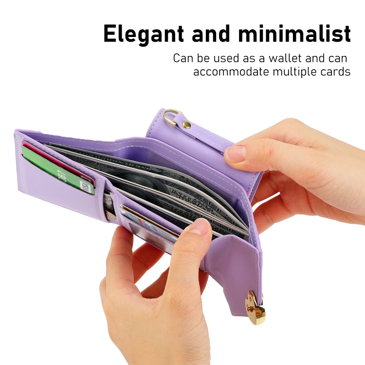 For Samsung Galaxy Z Flip5 POLA Color Block Love Buckle Multi-Card Slots Wallet Phone Case(Purple) - Galaxy Z Flip5 Cases by POLA | Online Shopping UK | buy2fix