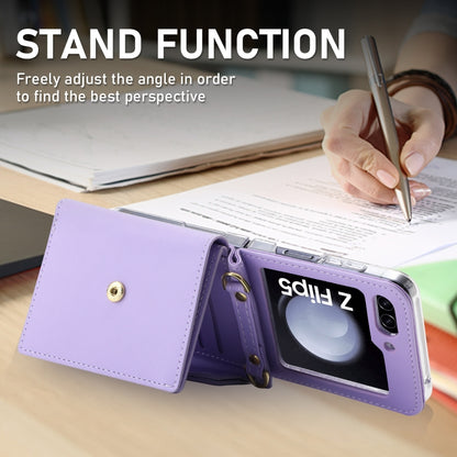 For Samsung Galaxy Z Flip5 POLA Color Block Love Buckle Multi-Card Slots Wallet Phone Case(Purple) - Galaxy Z Flip5 Cases by POLA | Online Shopping UK | buy2fix