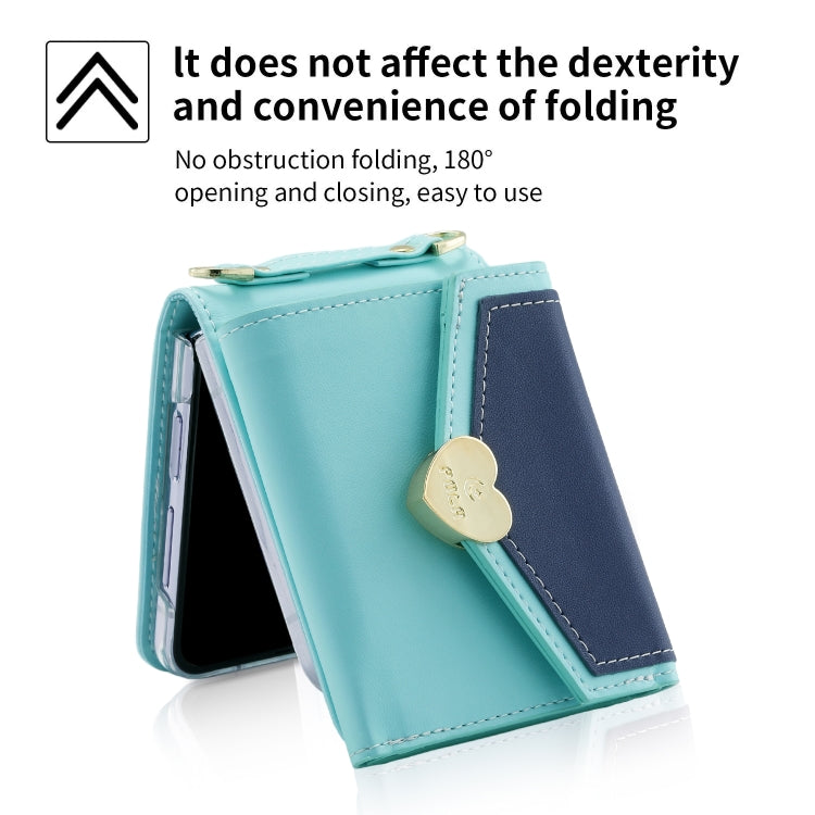 For Samsung Galaxy Z Flip5 POLA Color Block Love Buckle Multi-Card Slots Wallet Phone Case(Blue) - Galaxy Z Flip5 Cases by POLA | Online Shopping UK | buy2fix