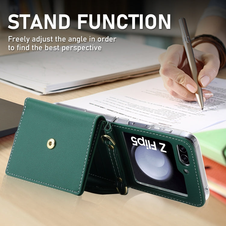 For Samsung Galaxy Z Flip5 POLA Color Block Love Buckle Multi-Card Slots Wallet Phone Case(Green) - Galaxy Z Flip5 Cases by POLA | Online Shopping UK | buy2fix