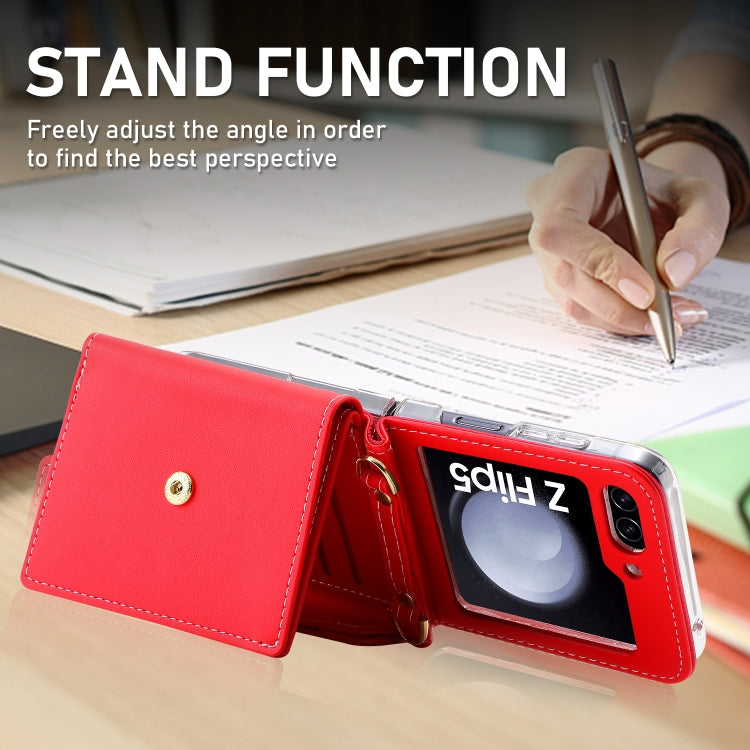 For Samsung Galaxy Z Flip5 POLA Color Block Love Buckle Multi-Card Slots Wallet Phone Case(Red) - Galaxy Z Flip5 Cases by POLA | Online Shopping UK | buy2fix