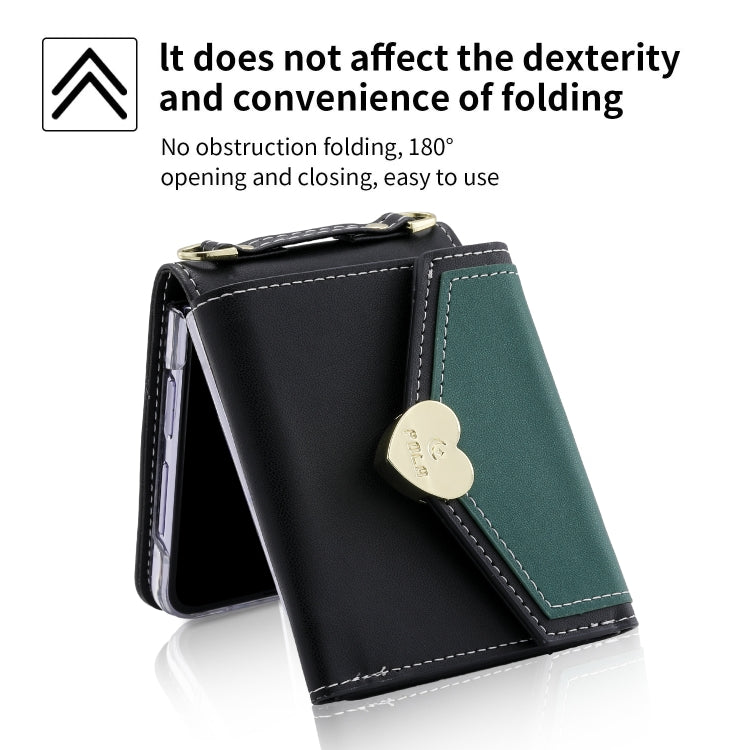 For Samsung Galaxy Z Flip5 POLA Color Block Love Buckle Multi-Card Slots Wallet Phone Case(Black) - Galaxy Z Flip5 Cases by POLA | Online Shopping UK | buy2fix