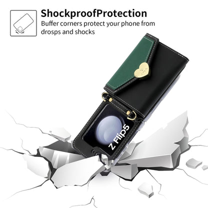 For Samsung Galaxy Z Flip5 POLA Color Block Love Buckle Multi-Card Slots Wallet Phone Case(Black) - Galaxy Z Flip5 Cases by POLA | Online Shopping UK | buy2fix