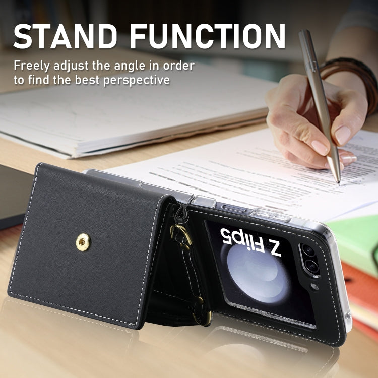 For Samsung Galaxy Z Flip5 POLA Color Block Love Buckle Multi-Card Slots Wallet Phone Case(Black) - Galaxy Z Flip5 Cases by POLA | Online Shopping UK | buy2fix