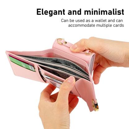 For Samsung Galaxy Z Flip5 POLA Color Block Love Buckle Multi-Card Slots Wallet Phone Case(Pink) - Galaxy Z Flip5 Cases by POLA | Online Shopping UK | buy2fix