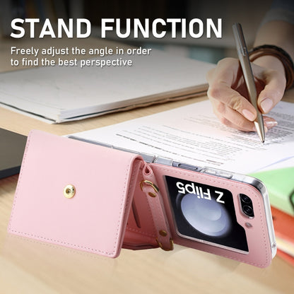 For Samsung Galaxy Z Flip5 POLA Color Block Love Buckle Multi-Card Slots Wallet Phone Case(Pink) - Galaxy Z Flip5 Cases by POLA | Online Shopping UK | buy2fix