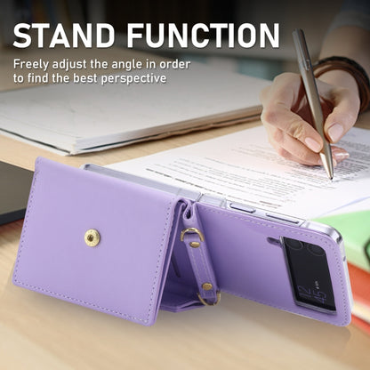 For Samsung Galaxy Z Flip4 POLA Color Block Love Buckle Multi-Card Slots Wallet Phone Case(Purple) - Galaxy Z Flip4 5G Cases by POLA | Online Shopping UK | buy2fix